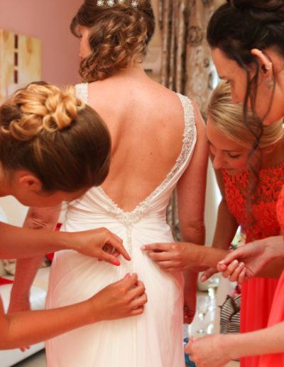 Bride getting ready with brides maids