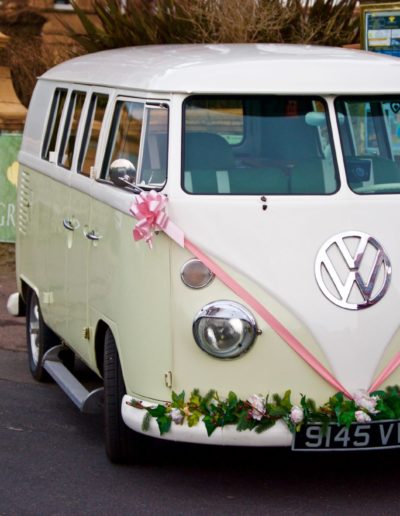 Volkswagen van wedding outside venue